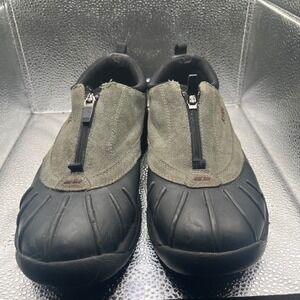 Ryka Women's Zip Front Olive Green Black Duck Toe Comfort Walking Shoes